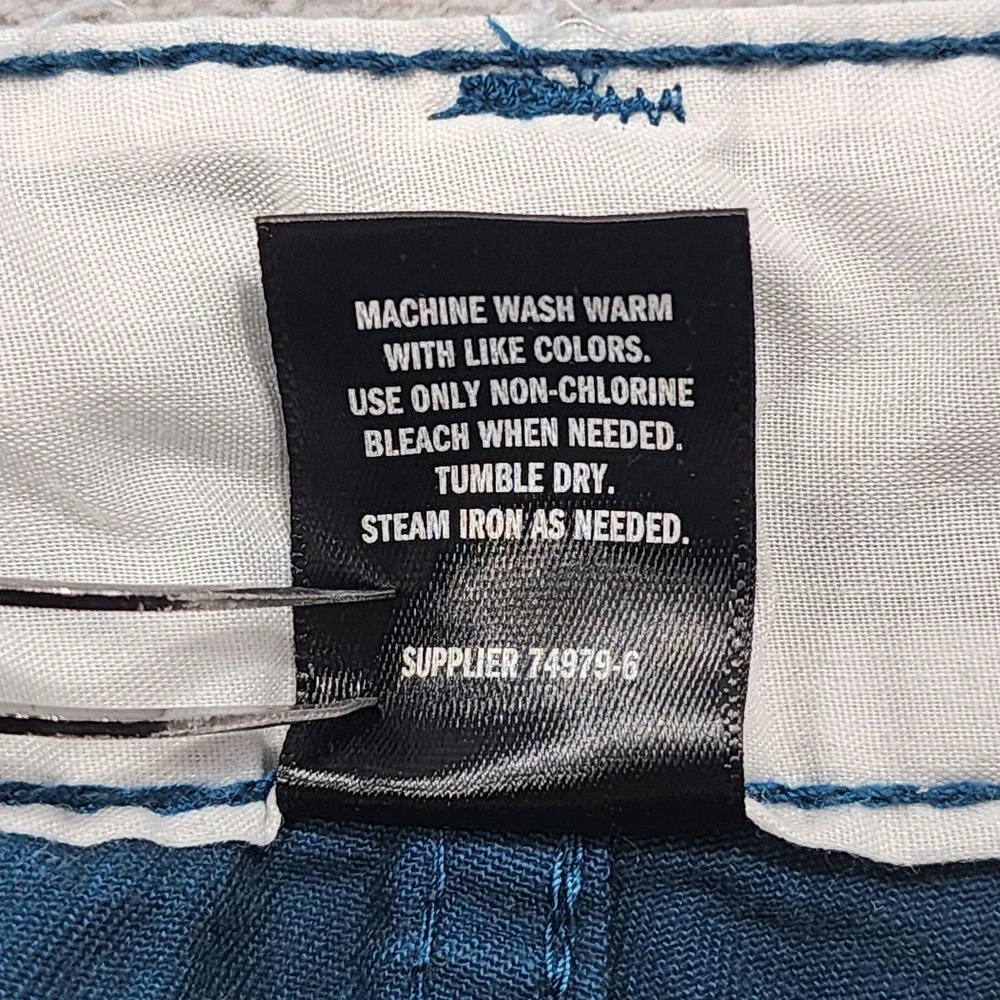 City Streets Shorts Mens 36 Blue Chino Flat Front Preppy Casual Summer Cotton